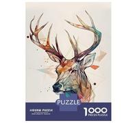 Puzzles pour Adultes 1000 Pièces Deer Head Puzzle Adulte Jeux Amusants Course De Vitesse Manuelle Jeu Stimulant Cadeaux 52x38cm/1000pcs