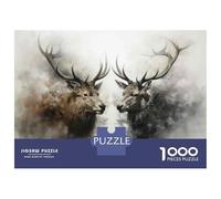 Puzzles pour Adultes 1000 Pièces Deer Head Wall Art Prints Puzzles pour Adultes Jeux De Famille Cadeau d'anniversaire Stimule Le Cerveau 38x26cm/1000pcs