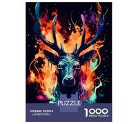 Puzzles pour Adultes, 1000 pièces, Deer in Warercolors Art Teen Puzzles, Jeu de Main, Défi Difficile, Jeu sophistiqué, Cadeaux 70 x 50 cm/1000 pièces