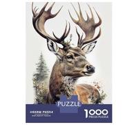 Puzzles pour Adultes 1000 Pièces Deer Nature Animal Forest Puzzles pour Adultes Jeu Manuel Anti-Stress Cadeaux De Réduction du Stress 52x38cm/1000pcs