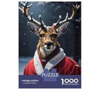 Puzzles pour Adultes 1000 Pièces Deer Santa Xmas Puzzle Adulte Jeu Manuel Assemblage De Motifs Difficile À Compléter 70x50cm/1000pcs