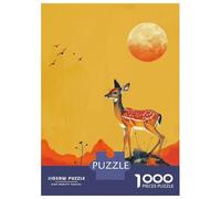 Puzzles pour Adultes 1000 Pièces Deer Under A Large Moon Puzzle pour Adultes, Jeu De Réflexion, Cadeaux pour Femmes, Activités Amusantes À La Maison 70x50cm/1000pcs