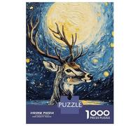 Puzzles pour Adultes 1000 Pièces Deer Under Starry Night Puzzle pour Adultes Jeux Relaxants Assemblage De Motifs Cadeaux pour Les Amis Et La Famille 70x50cm/1000pcs
