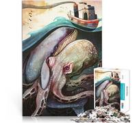 Puzzles pour Adultes 1000 pièces des Vagues étranges Fait de Bois，pour Les 14 Ans et Plus Jeu Stimulant et Jeu Familial Jeu de Noël Cadeaux pour Femmes。Taille：50x75cm/19.6x29.5pouce