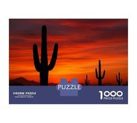 Puzzles pour Adultes 1000 Pièces Desert Sunset with Cactus Silhouettes Puzzle Adulte, Jeu De Réflexion, Découpe De Précision, Défi Éducatif 52x38cm/1000pcs