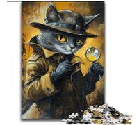 Puzzles pour Adultes 1000 pièces Détective Chat Puzzle en Bois Jeu de réflexion pour Adolescents, pour Une soirée de Jeux en Famille (Taille 50x75cm)