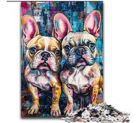 Puzzles pour Adultes 1000 pièces Deux bouledogues français, Casse-tête pour décoration Murale, Cadeaux d'anniversaire et de Noël Uniques pour Les 14 Ans (Taille 50x75cm)
