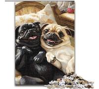 Puzzles pour Adultes 1000 pièces Deux carlins, Jeu Familial Anti-Stress, défi Difficile, Une œuvre d'art pour Les 14 Ans et Plus (Taille 26x38cm)