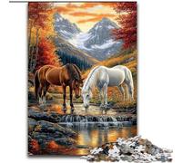 Puzzles pour Adultes, 1000 pièces, Deux Chevaux, pour la décoration intérieure, pour Noël et Le Nouvel an, 50x75cm
