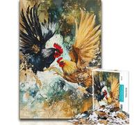 Puzzles pour Adultes 1000 pièces Deux coqs se battant, Jouets éducatifs et éducatifs, Jeux de Famille, Cadeaux pour Amis et Famille (Taille 38x26cm)