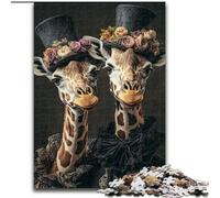 Puzzles pour Adultes 1000 pièces Deux girafes, éléphant, Jeu intellectuel, Cadeau d'anniversaire, décoration Murale pour 14 Ans et Plus (Taille 50x75cm)
