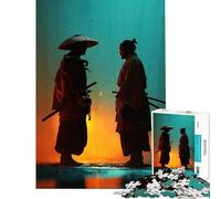 Puzzles pour Adultes 1000 pièces Deux Guerriers samouraïs s'affrontent Activités Amusantes à Faire à la Maison en Famille Jeu Manuel pour Les 14 Ans et Plus (38x26cm)