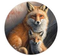 Puzzles pour Adultes 1000 pièces Deux Renards Puzzle Rond 1000 pièces Jeu Familial interactif, Convient aux 14 Ans et Plus (67,5x67,5cm)