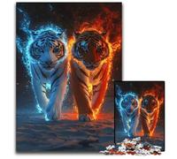 Puzzles pour Adultes 1000 pièces Deux Tigres Puzzles en Bois pour Noël, Halloween, Pâques, Nouvel an 50x75cm