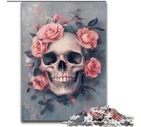 Puzzles pour Adultes 1000 pièces, Difficile, crâne et Rose, adaptés aux Personnes de 14 Ans et Plus, Jeux éducatifs, Cadeaux du Père Noël Secret (Taille 26x38cm)