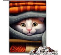 Puzzles pour Adultes 1000 pièces, Difficile, drôle, Visage de Chat, Animal Mignon, pour 14 Ans et Plus, pour s'amuser en Famille et Jouer en soirée, Collection d'artistes, Beaux-Arts (Taille 50x75cm)