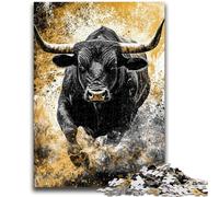 Puzzles pour Adultes 1000 pièces, Difficile, Taureau Noir et doré, Aide Le Cerveau à exercer, Jouets addictifs pour cultiver la Patience, Convient aux Couples, 26x38cm