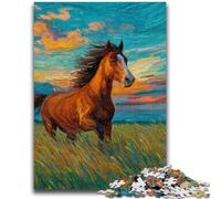 Puzzles pour Adultes 1000 pièces Difficiles Chevaux dans la Prairie Jeux éducatifs Jeu éducatif pour Anniversaire, Noël pour et 14 Ans 50x75cm