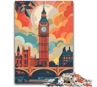 Puzzles pour Adultes 1000 pièces Difficiles Skyline de Londres avec Big Ben Jeux éducatifs Jouets à Faire soi-même Idéal comme Cadeau pour Toute la Famille (Taille 38x52cm)