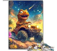 Puzzles pour Adultes 1000 pièces Dinosaure conduisant Une Voiture, Anti-Stress, défi Difficile, Cadeaux du Père Noël Secret pour Les 14 Ans et Plus (Taille 26x38cm)