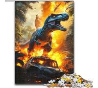 Puzzles pour Adultes 1000 pièces Dinosaure Flamme, Jeu Stimulant et Jeu éducatif en Famille pour Anniversaire, Noël 50x75cm
