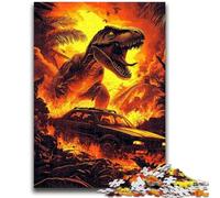 Puzzles pour Adultes 1000 pièces Dinosaure Flamme pour 14 Ans et Plus Jeux éducatifs pour Adultes et Adolescents Illustration Cadeau 50x75cm