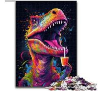Puzzles pour Adultes 1000 pièces Dinosaures colorés en Bois, activité Amusante à la Maison 50x75cm Activité de Jeu familiale captivante