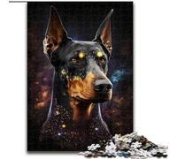 Puzzles pour Adultes 1000 pièces Doberman coloré en Bois, décoration Artistique DIY Parfaite ou Cadeau d'anniversaire 50x75cm pour Jeu interactif en Famille