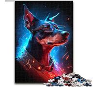 Puzzles pour Adultes 1000 pièces Doberman Pinscher en Bois, Casse-tête Haute difficulté pour Adolescents 50x75cm pour Jeu interactif en Famille