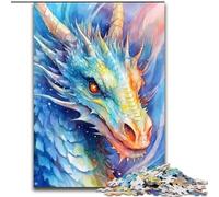 Puzzles pour Adultes 1000 pièces Dragon Aquarelle en Bois, décoration Artistique DIY Parfaite ou Cadeau d'anniversaire 50x75cm pour Jeu interactif en Famille