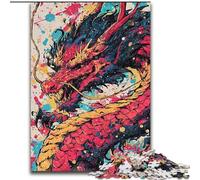 Puzzles pour Adultes 1000 pièces Dragon Aquarelle, Jeu Stimulant et Familial avec des pièces de Formes aléatoires entièrement emboîtables (Taille 50x75cm)