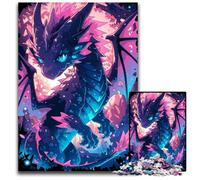 Puzzles pour Adultes 1000 pièces Dragon Bleu avec Pics Roses Puzzles pour Adultes Cassetête Décoration d'intérieur pour Les fêtes 1000 pièces (38 x 26 cm)