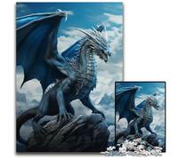 Puzzles pour Adultes 1000 pièces Dragon Bleu sur Montagne Puzzles en Papier BrainChallenging DIY Jeu décoratif Jouet interactif Familial 1000 pièces (38 x 26 cm)