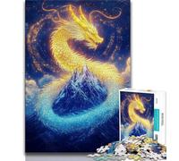 Puzzles pour Adultes 1000 pièces Dragon Chinois doré, Jouets de défi Familial, renforce l'amour Entre Les Couples à partir de 14 Ans 38x26cm