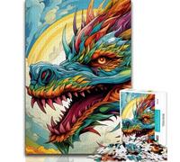 Puzzles pour Adultes 1000 pièces Dragon d'art psychédélique, Jouets de Jeu stimulants, décoration Murale, Cadeaux d'anniversaire et de Noël Uniques (38x26cm)