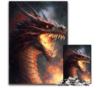 Puzzles pour Adultes 1000 pièces Dragon de feu Noir Puzzles pour Adultes Défi cérébral, Cadeau Parfait pour Les Adolescents et décoration intérieure 26x38cm/10,23x14,96 Pouces