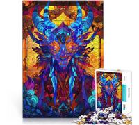Puzzles pour Adultes 1000 pièces Dragon en vitrail Entraînez Votre Cerveau et Vos Mains avec Affiche et Feuille de Questions correspondantes 75x50cm