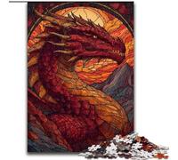 Puzzles pour Adultes 1000 pièces Dragon en vitrail Idéal pour Les Amoureux, Cadeau Parfait pour Noël, Le Nouvel an, la Saint-Valentin (Taille 26x38cm)