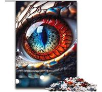 Puzzles pour Adultes, 1000 pièces Dragon Eye Rouge et Bleu, en Carton, pour Noël, Halloween, Pâques, Nouvel an, 1000 pièces(26x38cm)