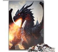 Puzzles pour Adultes 1000 pièces Dragon Furieux Draconus Puzzles en Bois, développe la Coordination œil-Main, Parfait pour Les Cadeaux d'anniversaire 1000 pièces(50x75cm)