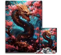 Puzzles pour Adultes 1000 pièces Dragon Japonais Cerise Puzzles en Papier Jeu de décoration à Faire soimême Jouet interactif Familial 1000 pièces (38 x 26 cm)