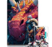 Puzzles pour Adultes 1000 pièces Dragon Knight, activités familiales Amusantes à la Maison, Cadeau d'anniversaire, Cadeaux de Voyage 38x26cm