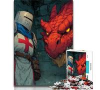 Puzzles pour Adultes 1000 pièces Dragon Knight, Aidez Le Cerveau à exercer des Jouets addictifs pour cultiver la Patience, décoration Parfaite (75x50cm)