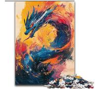 Puzzles pour Adultes 1000 pièces Dragon Peinture à l'huile, Casse-tête pour décoration Murale, Cadeaux d'anniversaire et de Noël Uniques pour Les 14 Ans (Taille 50x75cm)