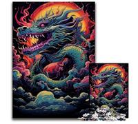 Puzzles pour Adultes 1000 pièces Dragon Volant Asiatique 14 Puzzles Difficiles pour Adultes Cassetête Stimulant pour Adolescents Soirée de Jeux en Famille 1000 pièces (75 x 50 cm)