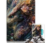 Puzzles pour Adultes 1000 pièces : Dragon Volant mystérieux, défi Anti-Stress, avec Affiche et fiche de Questions-réponses Assorties (38x26cm)
