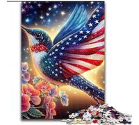 Puzzles pour Adultes 1000 pièces Drapeau américain Colibri, Jeu Stimulant, idéal comme Cadeau pour Toute la Famille 50x75cm