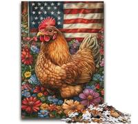 Puzzles pour Adultes 1000 pièces Drapeau américain Coq Jeux éducatifs Jeu éducatif pour Anniversaire, Noël pour et 14 Ans 50x75cm