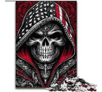 Puzzles pour Adultes 1000 pièces Drapeau américain Crâne, Jouets éducatifs, Jeux Anti-Stress, décoration d'intérieur Unique et Cadeaux (Taille 26x38cm)