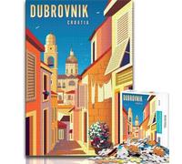 Puzzles pour Adultes 1000 pièces Dubrovnik Croatie Voyage, Vacances à la Maison Anti-Stress, Collection d'artistes, Beaux-Arts pour 14 Ans et Plus 38x26cm